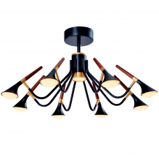 Φωτιστικό Κρεμαστό LED 45W 230V 3150lm Θερμό Φως σε Μαύρο Ματ/Ξύλο 955DUNCAN9